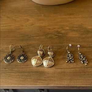 Express Gold Silver and Black Earrings Set